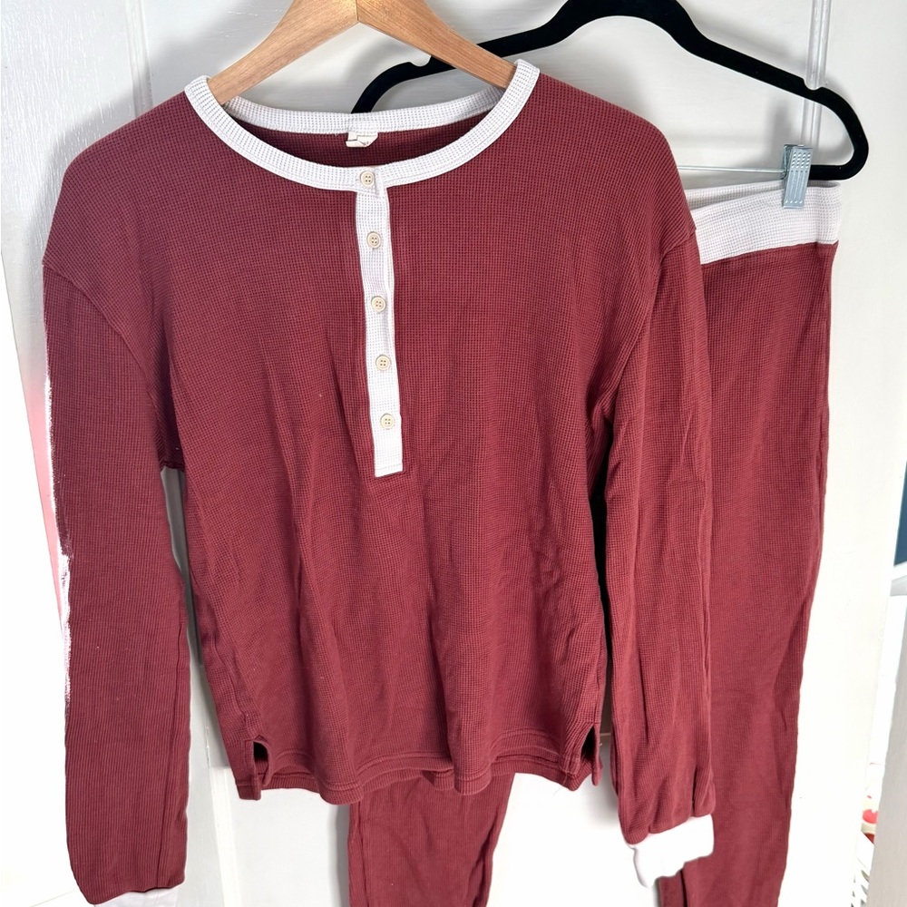 Unisex Brick Red Organic Pajama Set